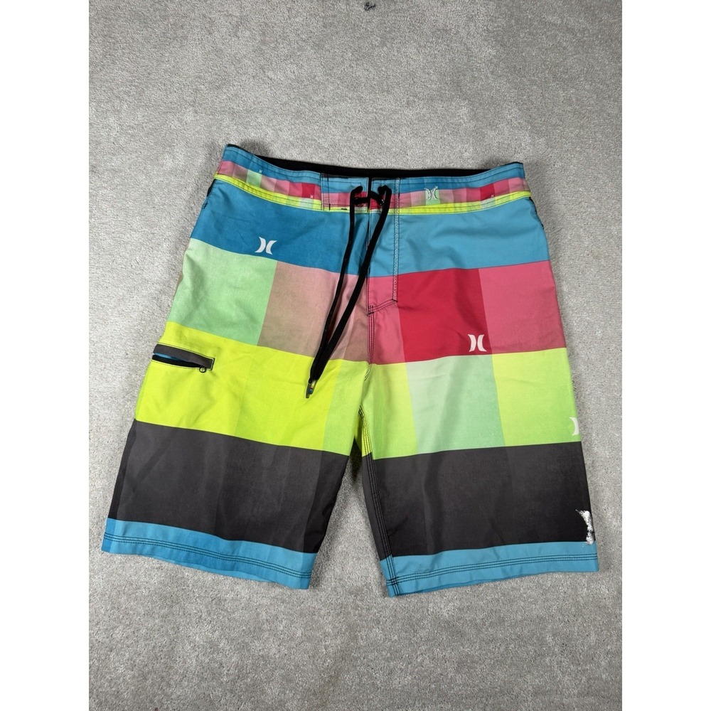 HURLEY Phantom Men's 34 Rainbow Multicolor Color Block Board Swimming Shorts